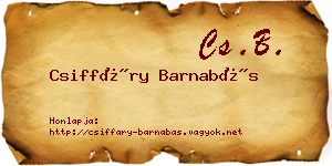 Csiffáry Barnabás névjegykártya